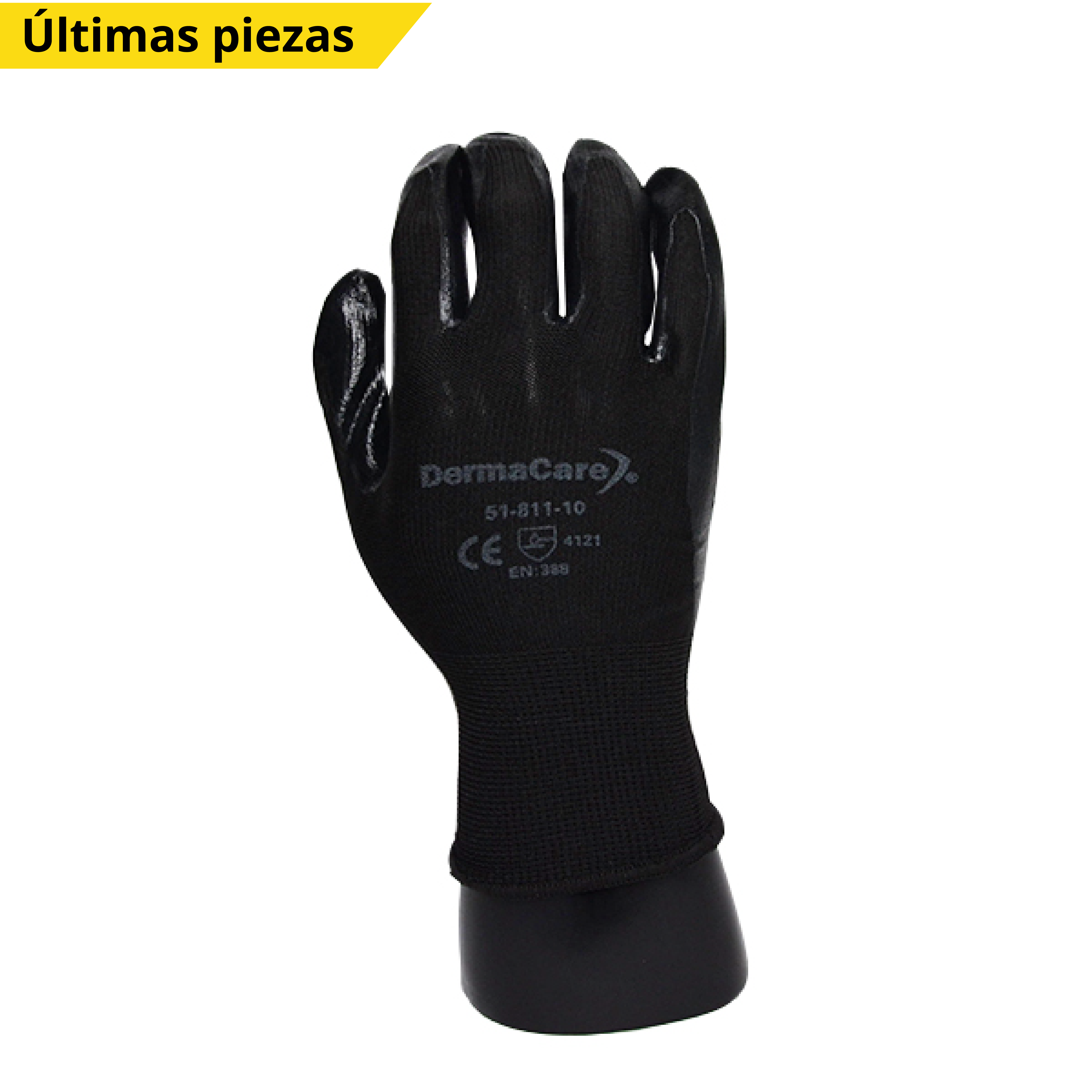 GUANTE NYLON RECUBIERTO DE NITRILO DERMAFLEX DERMACARE (PAR) NEGRO 51-811